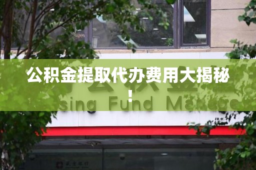 迎江公积金提取代办费用大揭秘! 迎江公积金提取代办费用大揭秘!